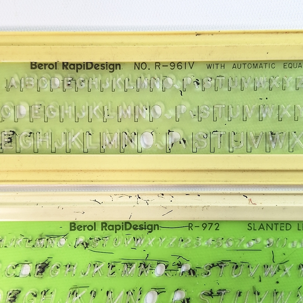 Vintage Berol RapiDesign Lettering Guide Stencils, 2 - Picture 3 of 8